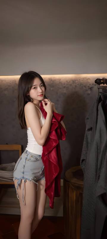 娇羞的牛仔短裤清纯美女手机壁纸