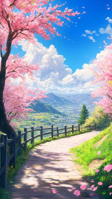 二次元风春日美景手机壁纸